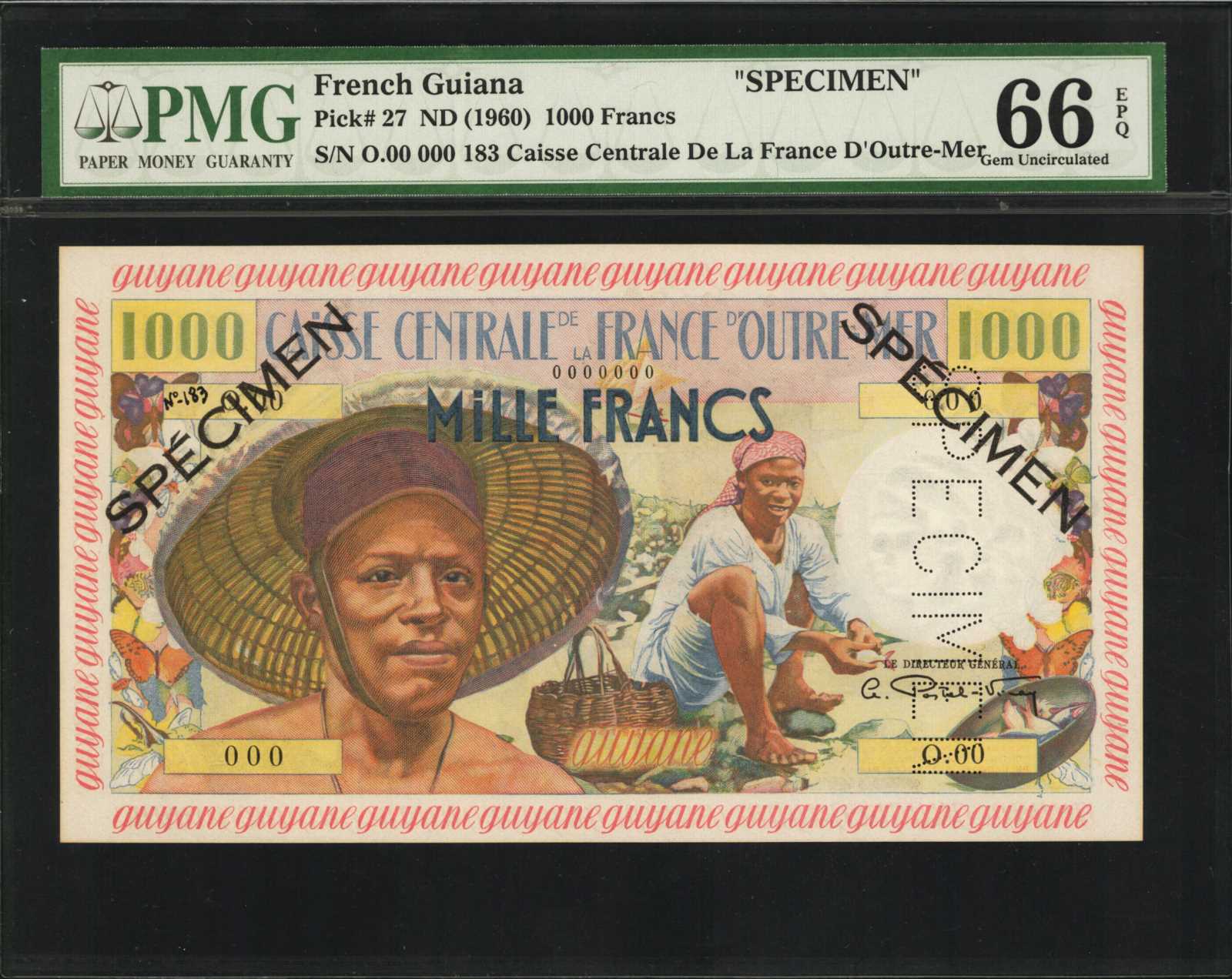 image for: French Guiana  1,000 francs (B411a)