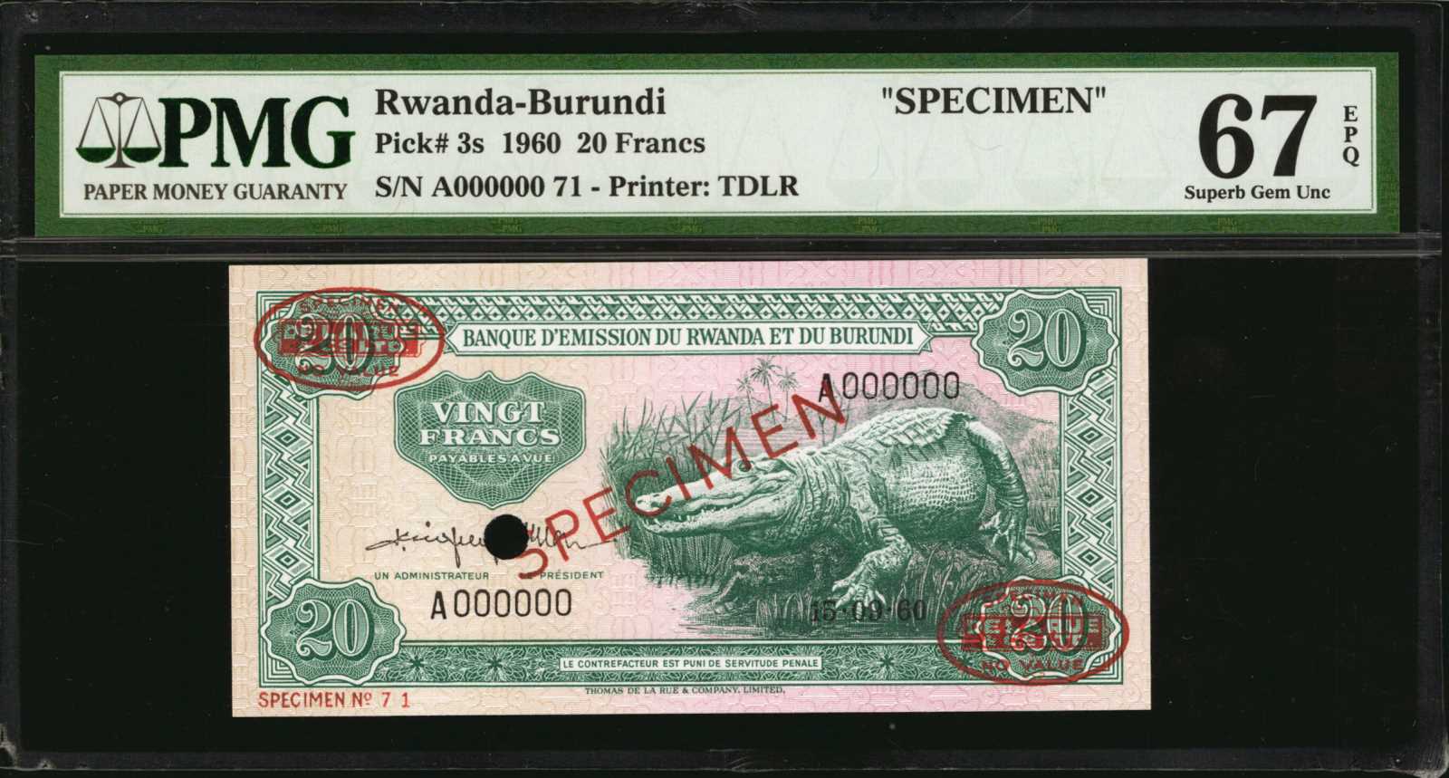 image for: Rwanda and Burundi  20 francs(B103b)