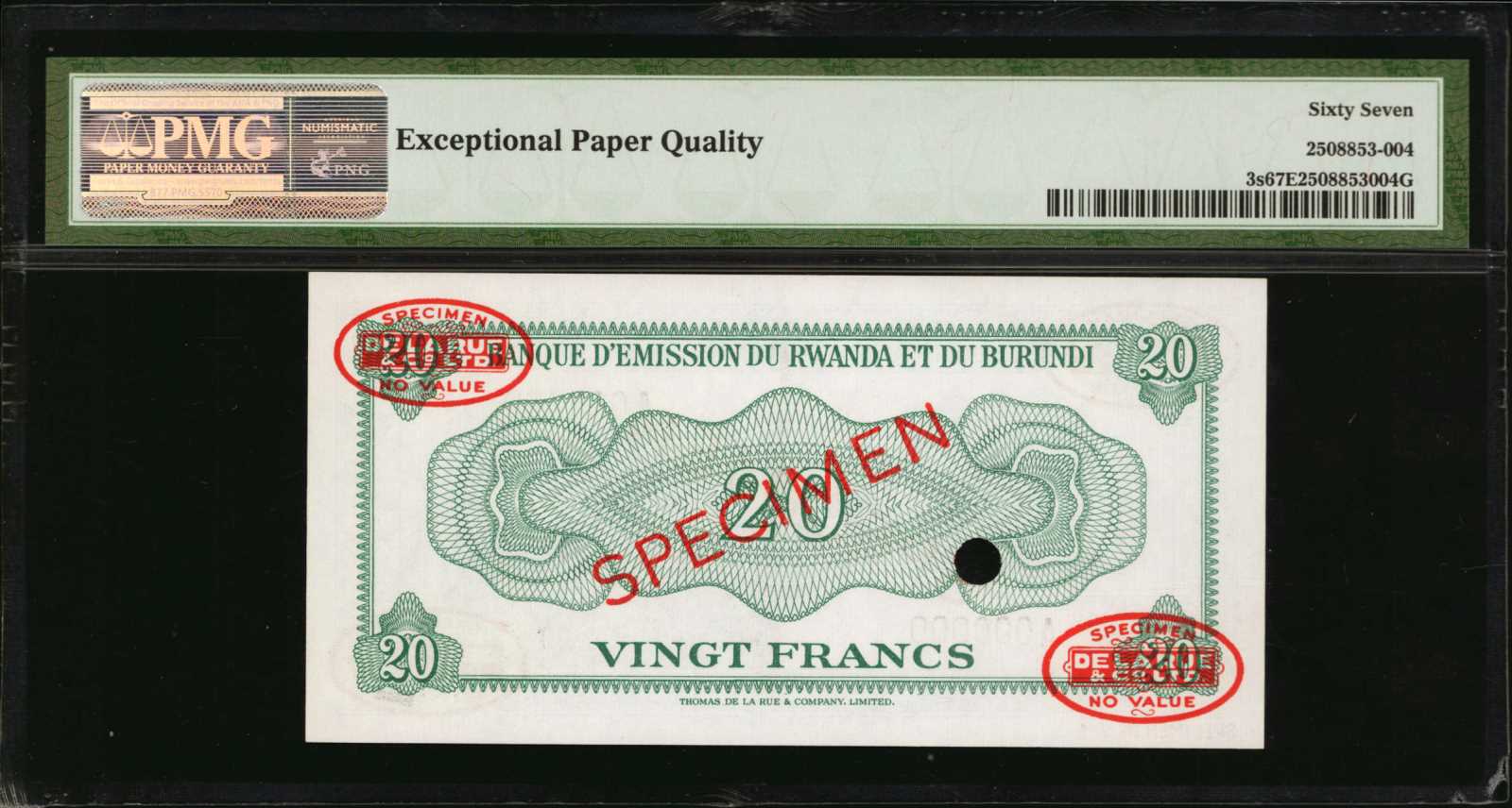 image for: Rwanda and Burundi  20 francs(B103b)