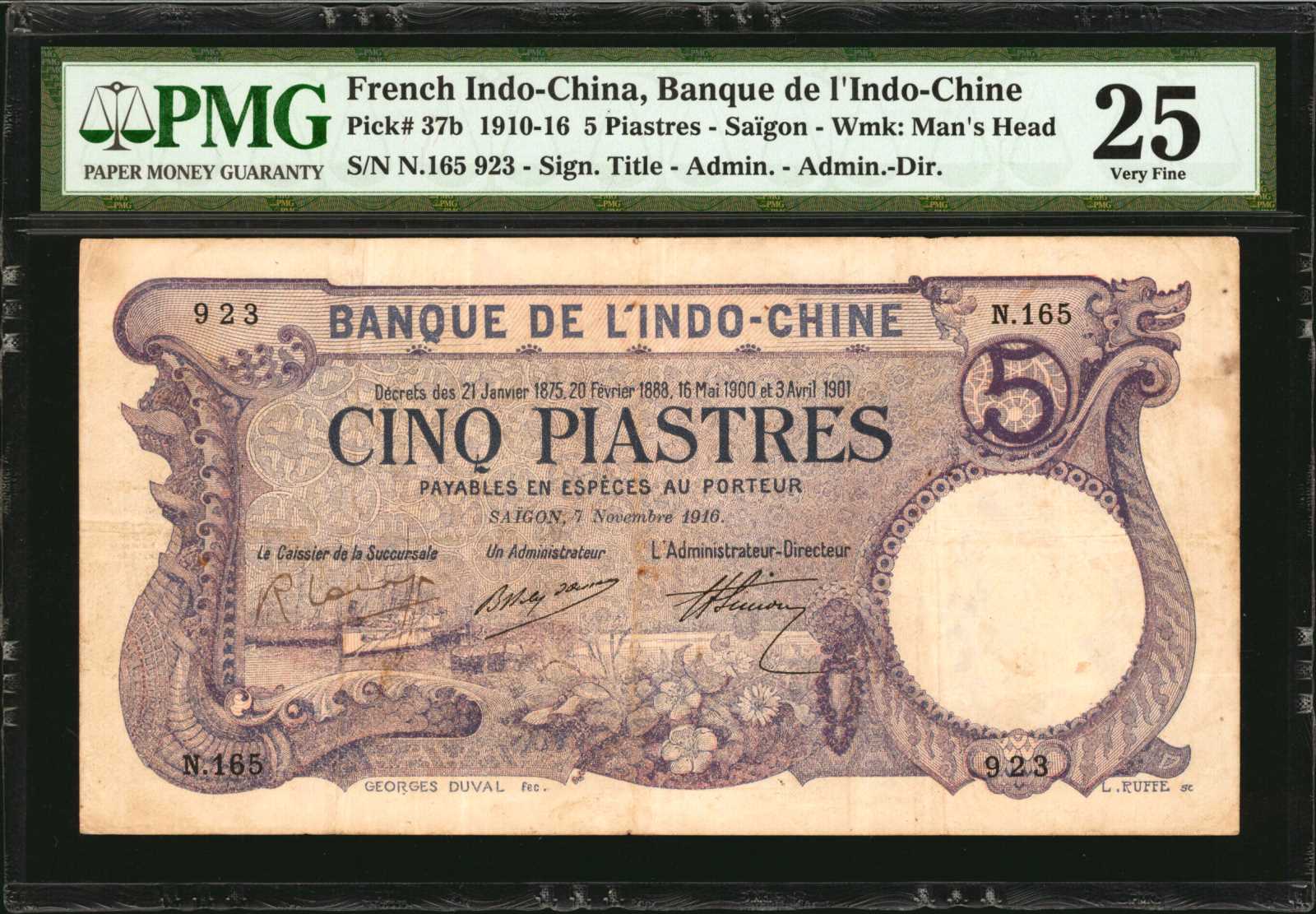 image for: French Indo-China  5 piastres(B119bs)