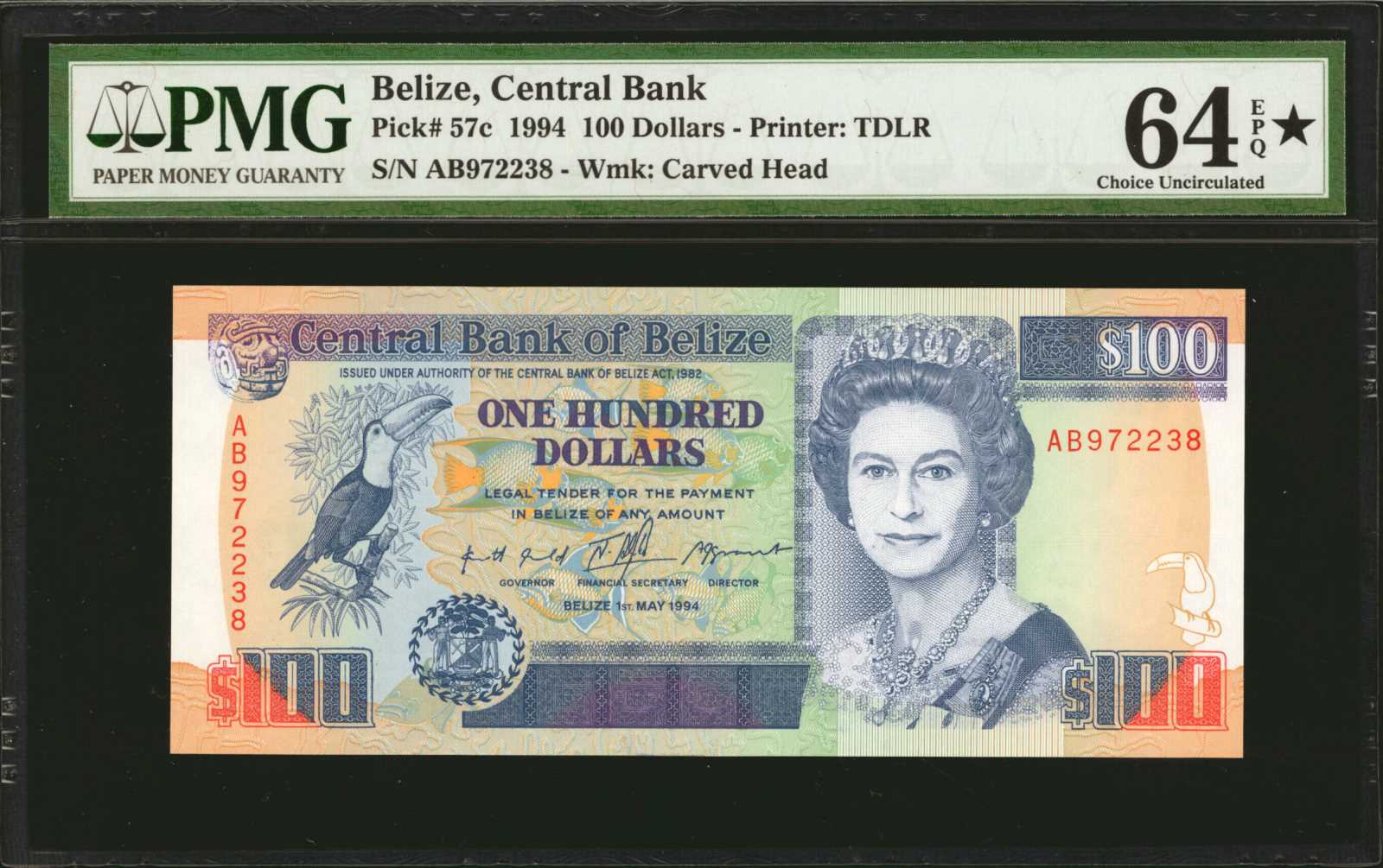 image for: Belize  100 dollars (B315a)