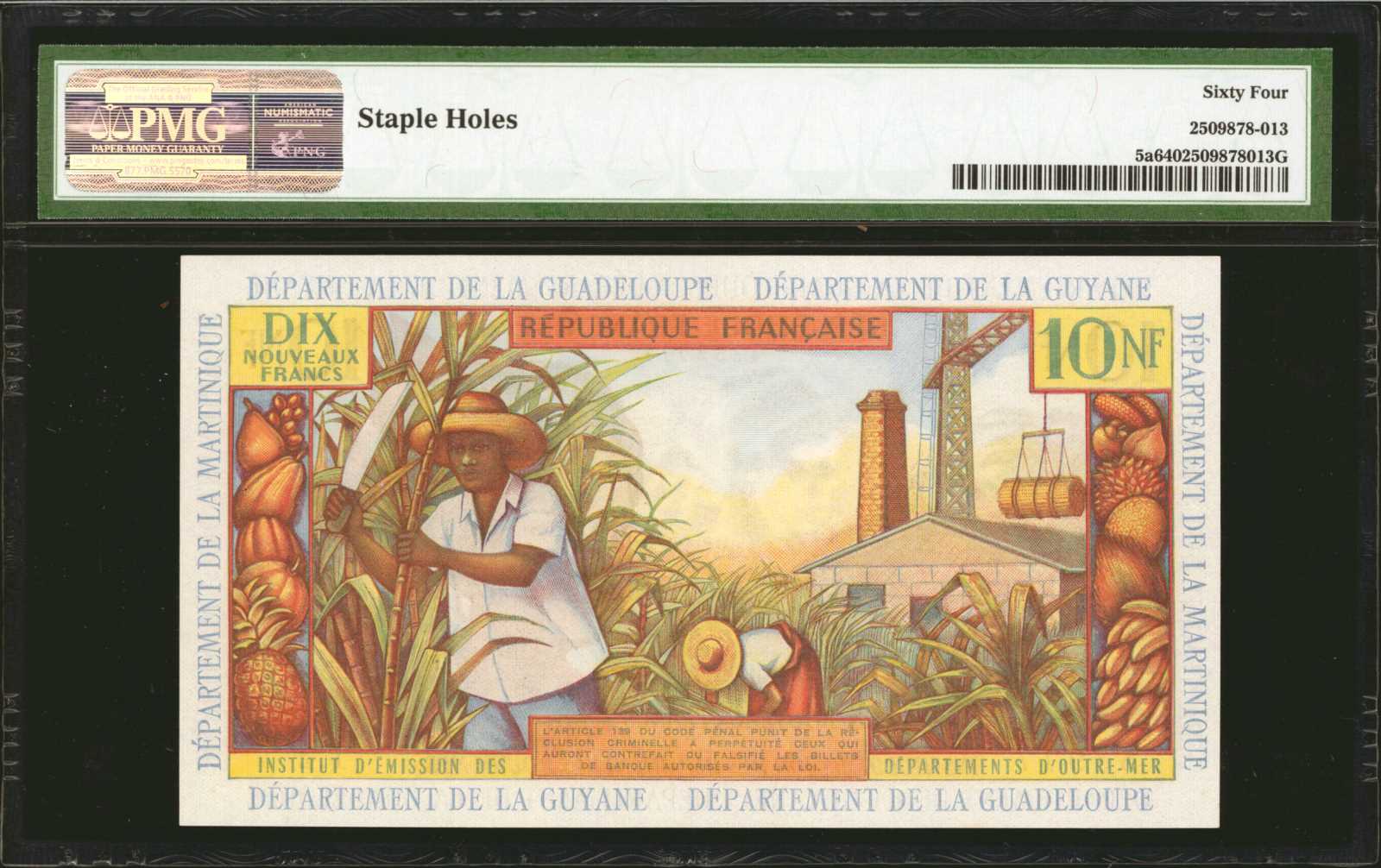 image for: French Antilles  10 nouveaux francs (B105a)