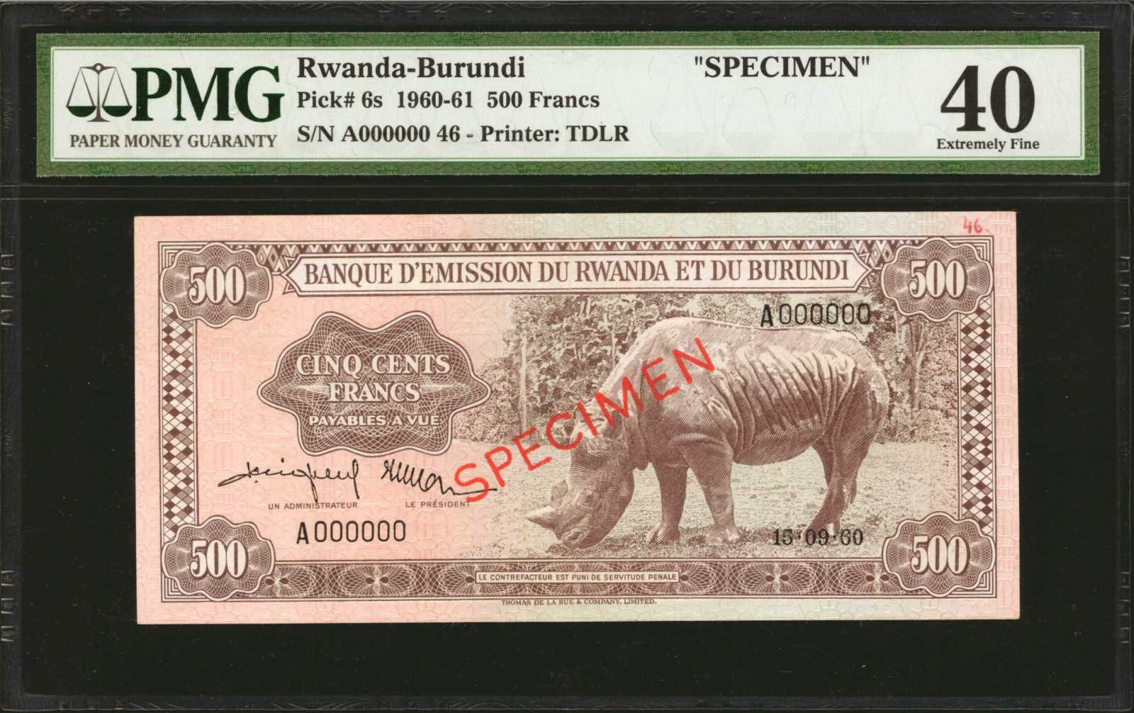 image for: Rwanda and Burundi  500 francs(B106c)