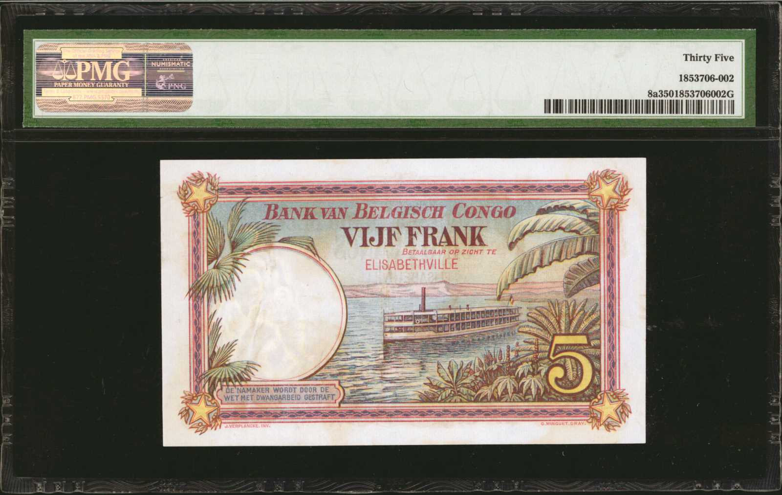 image for: Belgian Congo  5 francs (B203b2)