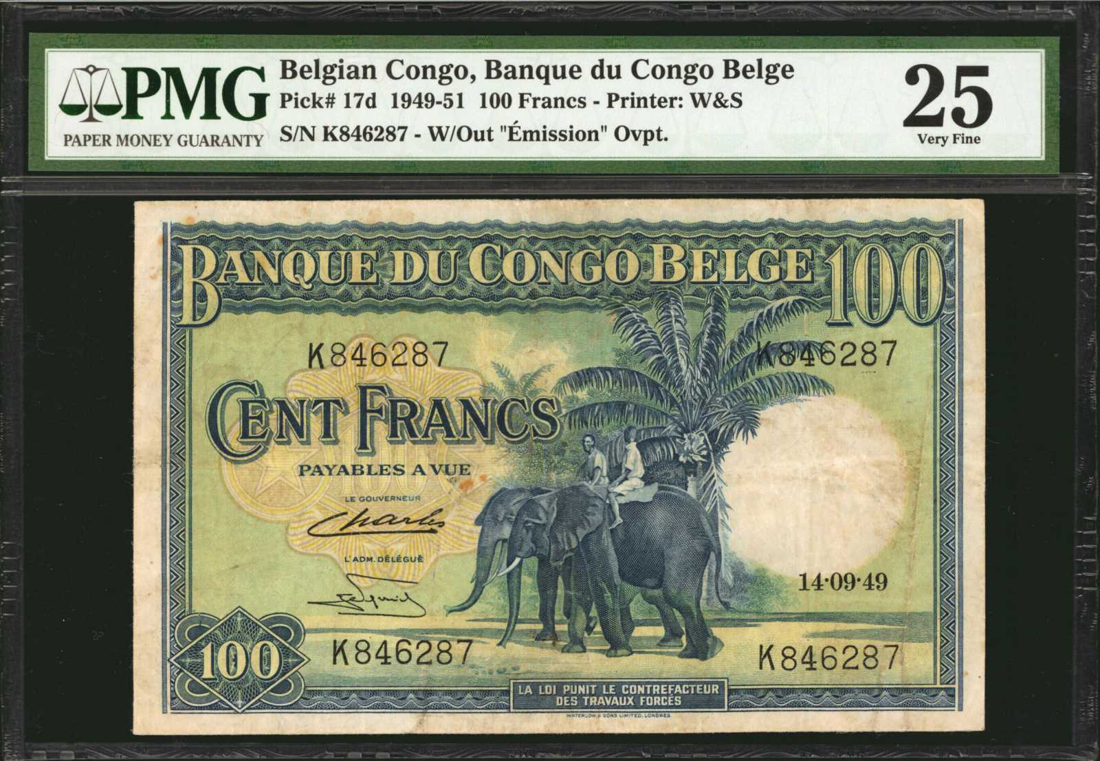 image for: Belgian Congo  100 francs(B219cs)