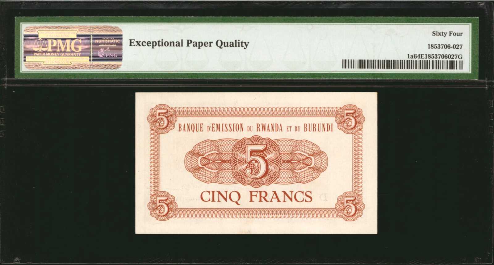 image for: Rwanda and Burundi  5 francs(B101b)