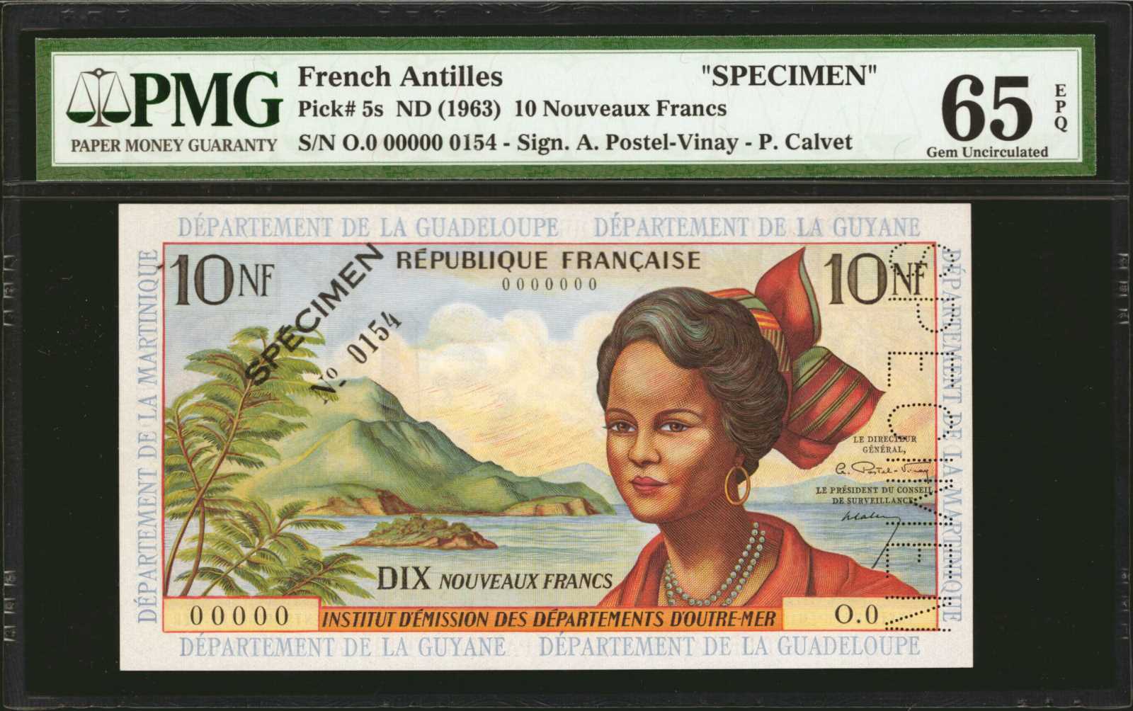image for: French Antilles  10 nouveaux francs (B105as)