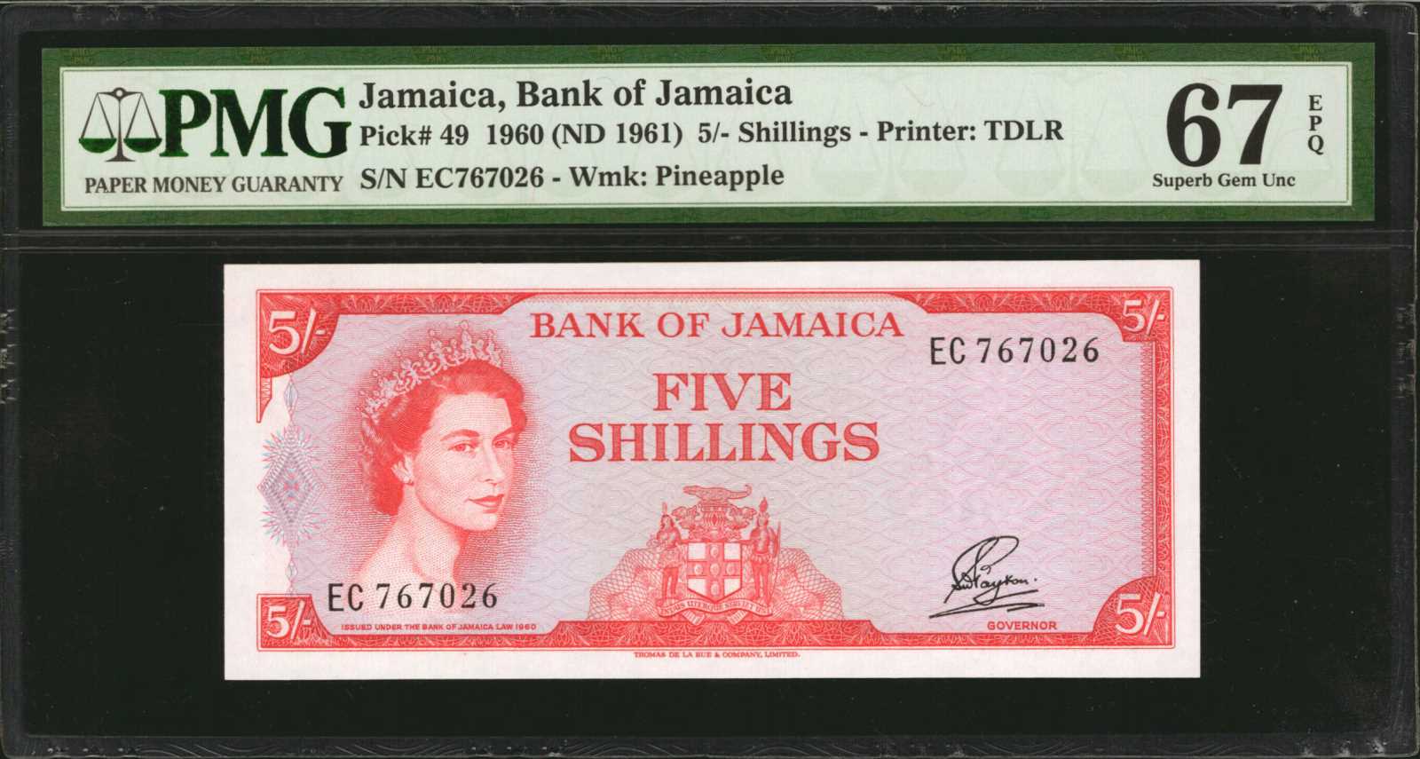 image for: Jamaica  5 shillings (B201as1)