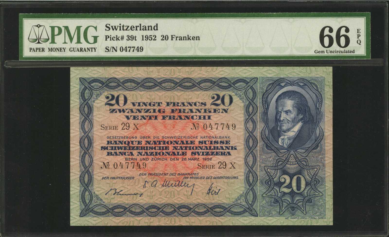 image for: Switzerland  20 francs (B324fs)