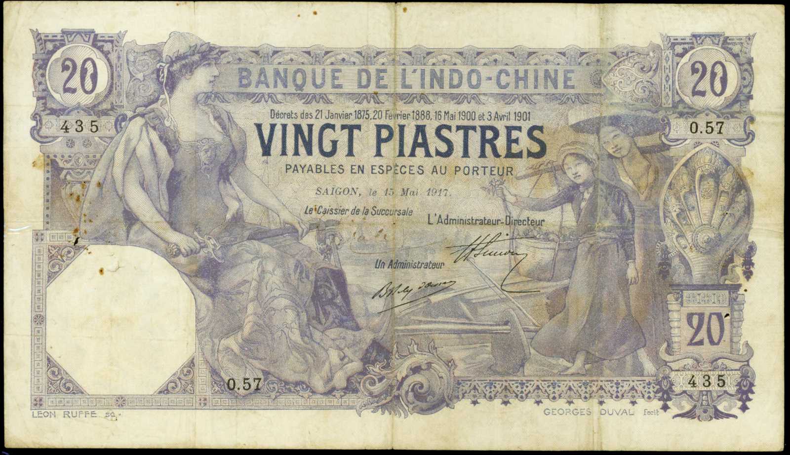 image for: French Indo-China  20 piastres(B121b)