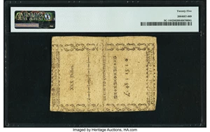image for: South Carolina February 14, 1777 $30 PMG Very Fine 25....