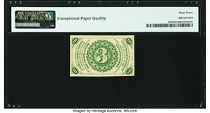 image for: Fr. 1227 3¢ Third Issue PMG Choice Uncirculated 63 EPQ....