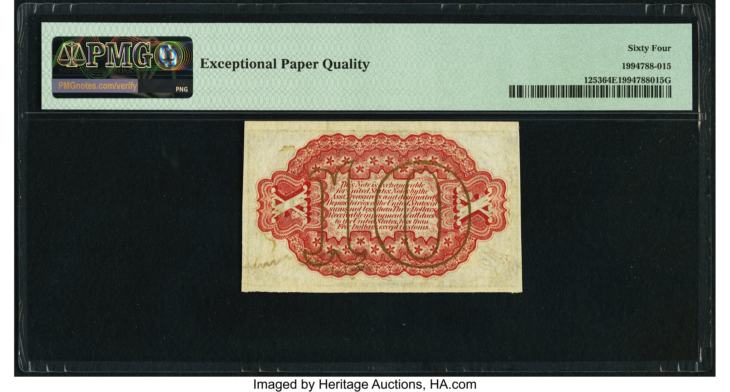 image for: Fr. 1253 10¢ Third Issue PMG Choice Uncirculated 64 EPQ....