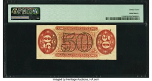 image for: Fr. 1328 50¢ Third Issue Spinner PMG Choice Uncirculated 63....