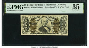 image for: Fr. 1332 50¢ Third Issue Spinner PMG Choice Very Fine 35....