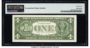 image for: Fr. 1900-B $1 1963 Federal Reserve Note. PMG Superb Gem Unc 67 EPQ....