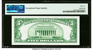 image for: Fr. 1955-L $5 1934 Federal Reserve Note. PMG Gem Uncirculated 65 EPQ....