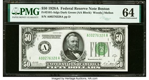 image for: Fr. 2101-A $50 1928A Federal Reserve Note. PMG Choice Uncirculated 64....
