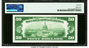 image for: Fr. 2101-A $50 1928A Federal Reserve Note. PMG Choice Uncirculated 64....