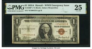 image for: Fr. 2300* $1 1935A Hawaii Silver Certificate Star. PMG Very Fine 25....