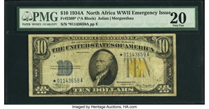 image for: Fr. 2309* $10 1934A North Africa Silver Certificate Star. PMG Very Fine 20....