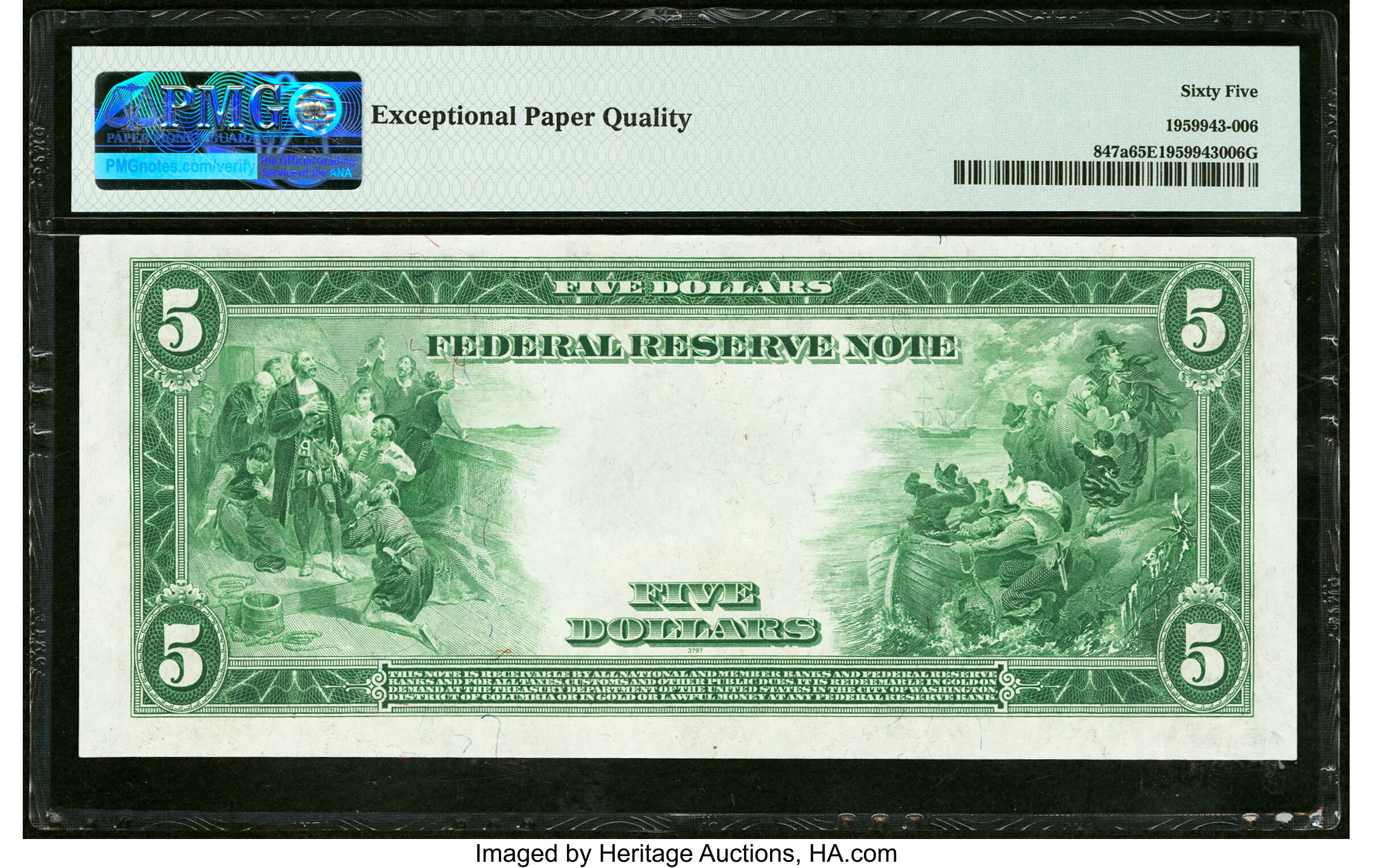 image for: Fr. 847a $5 1914 Federal Reserve Note PMG Gem Uncirculated 65 EPQ....