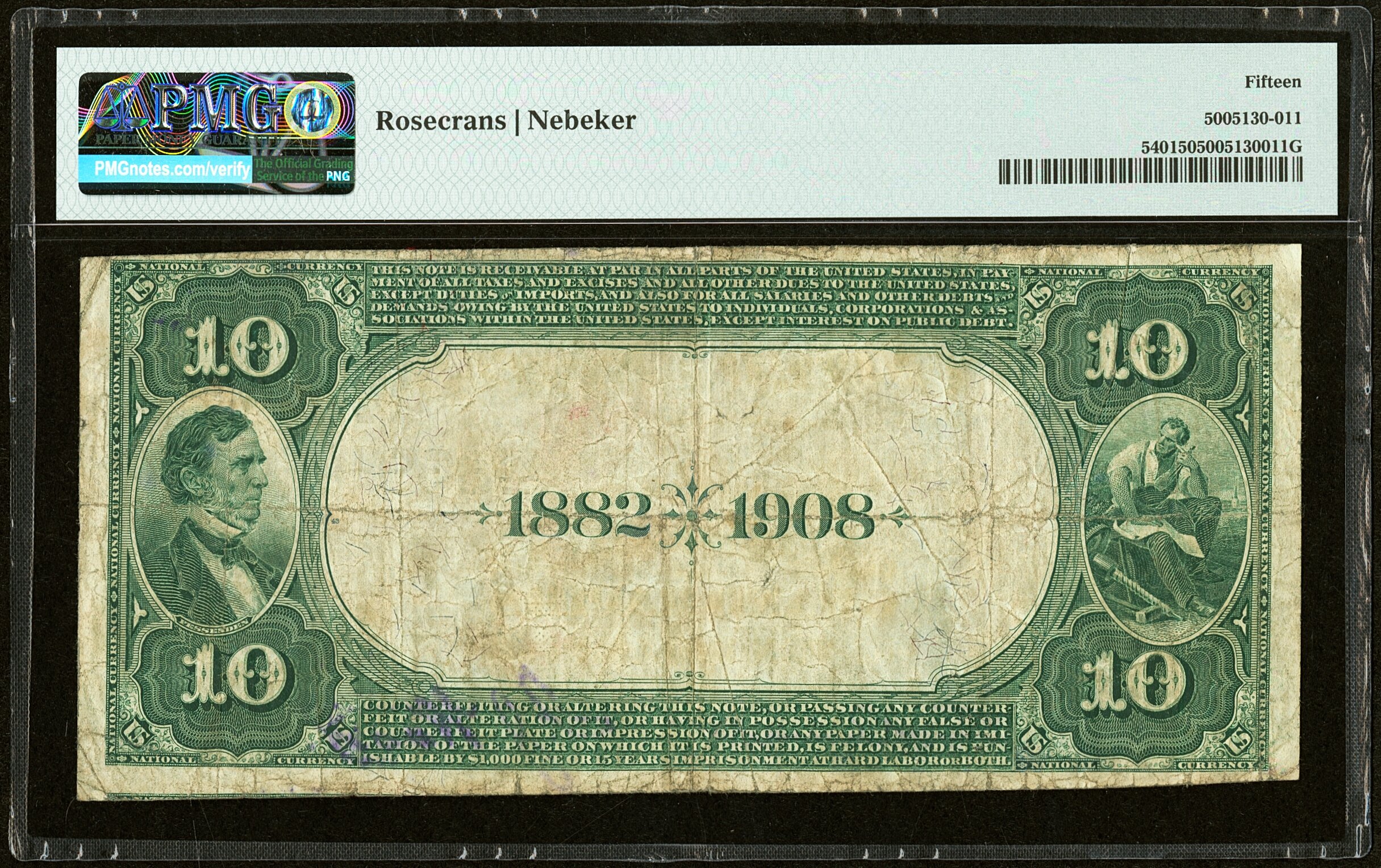 image for: Grand Rapids, WI - $10 1882 Date Back Fr. 540 The Wood County National Bank Ch. # (M)4639 PMG Choice Fine 15....