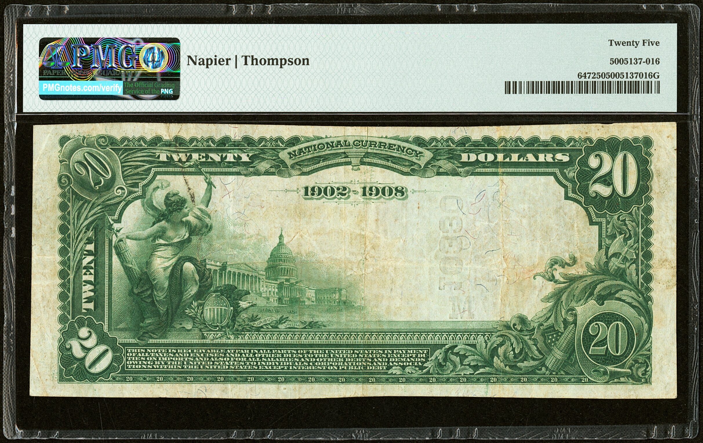 image for: Grand Rapids, WI - $20 1902 Date Back Fr. 647 The Citizens National Bank Ch. # (M)10330 PMG Very Fine 25....