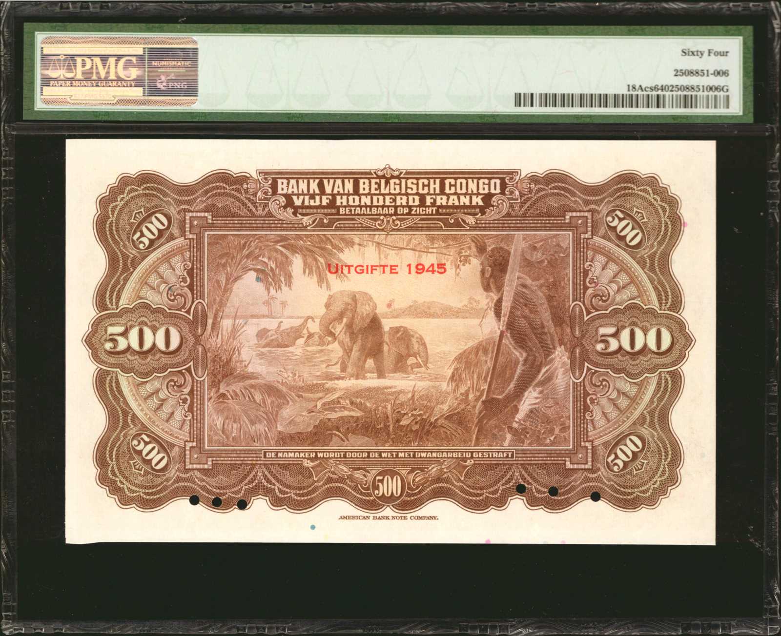 image for: Belgian Congo  500 francs(B220as1)