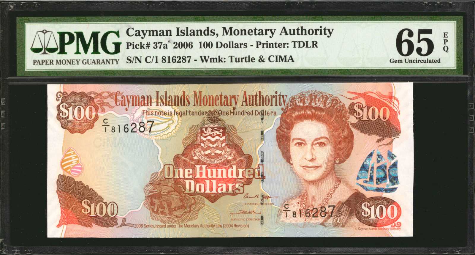 image for: Cayman Islands  100 dollars (B217a)