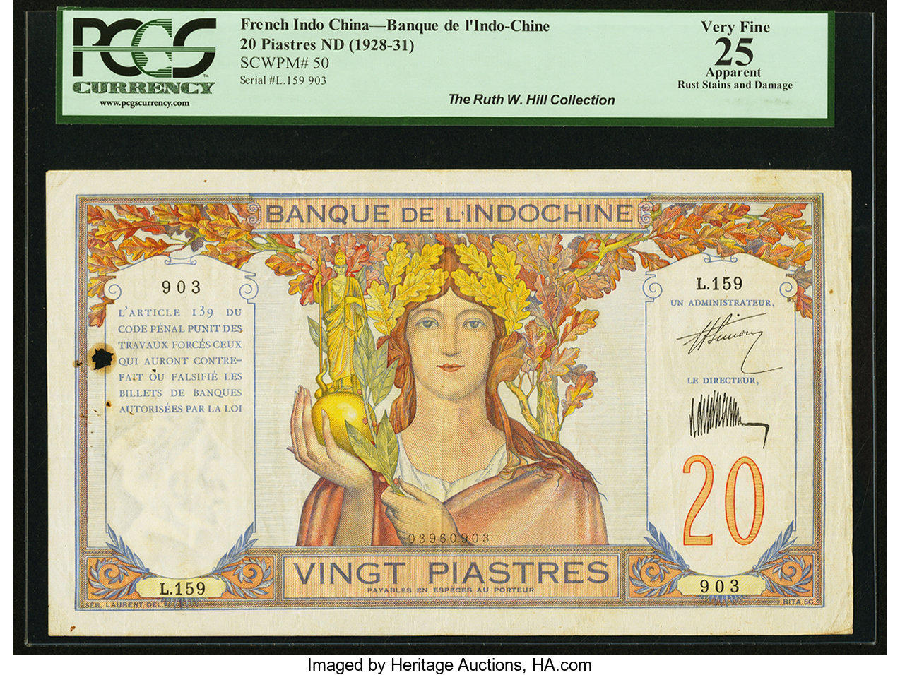 image for: French Indo-China  20 piastres(B137a)