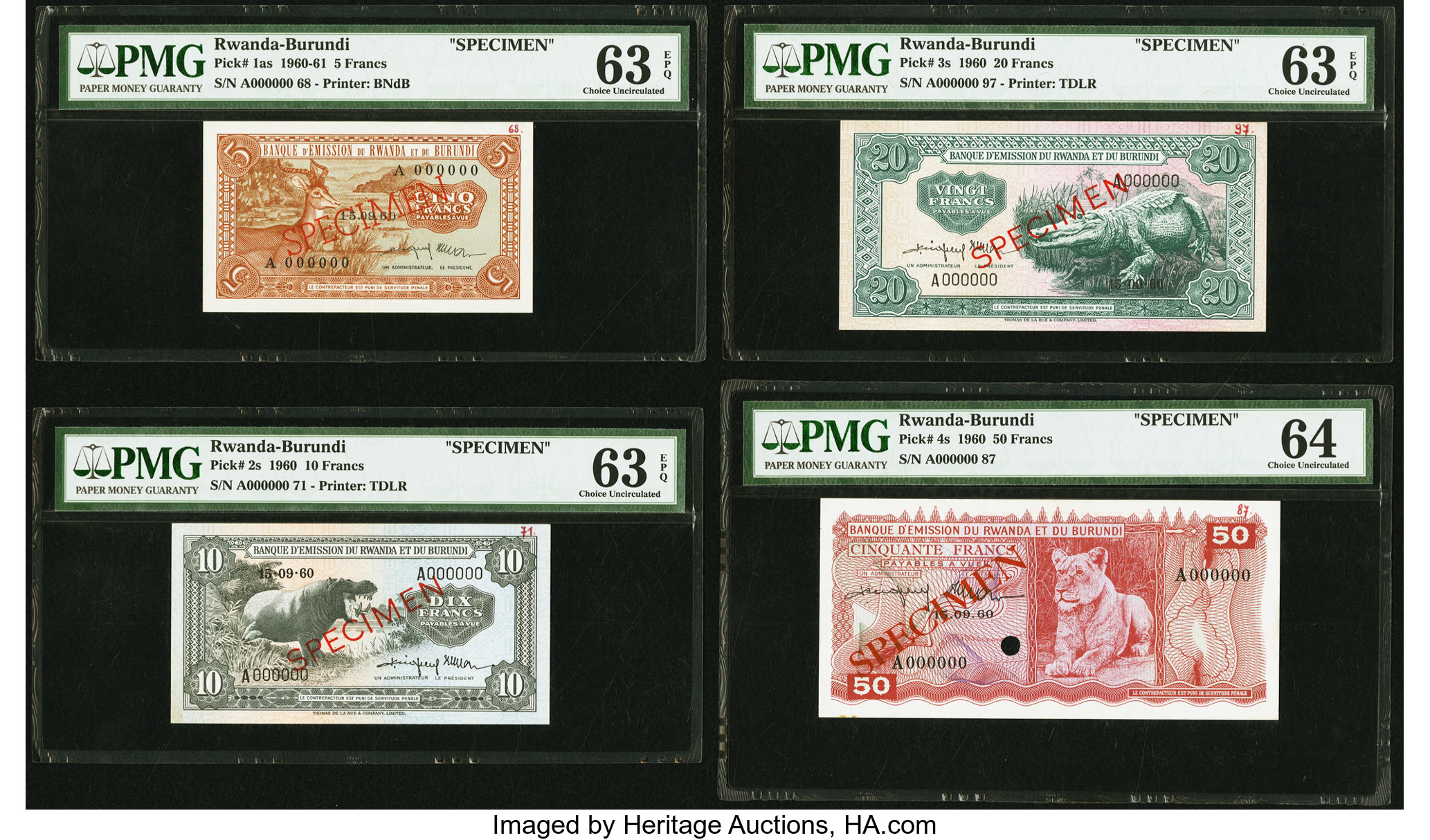 image for: Rwanda and Burundi  5 francs(B101b)