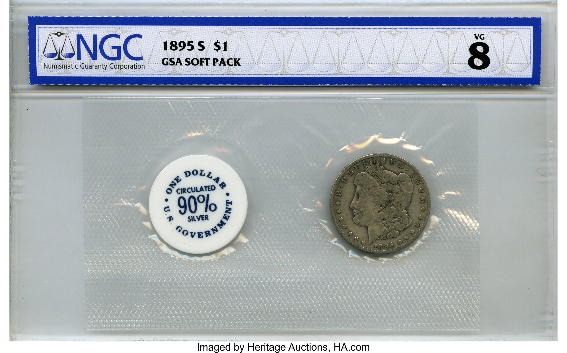 image for: 1895-S $1 GSA Hoard VG8 NGC. NGC Census: (0/0). PCGS Population: (1/0)....