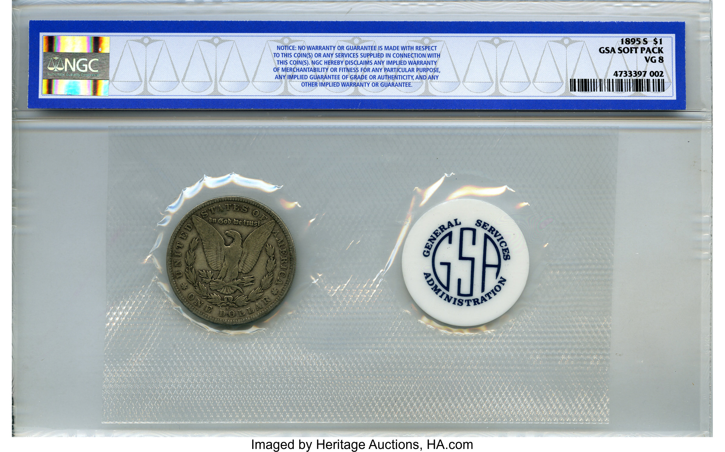 image for: 1895-S $1 GSA Hoard VG8 NGC. NGC Census: (0/0). PCGS Population: (1/0)....