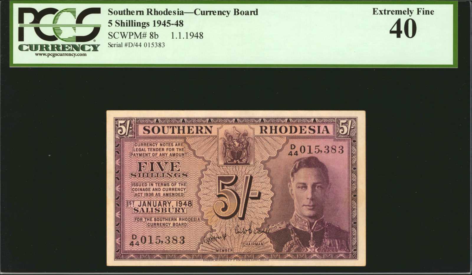 image for: Southern Rhodesia  5 shillings (B102c1s)