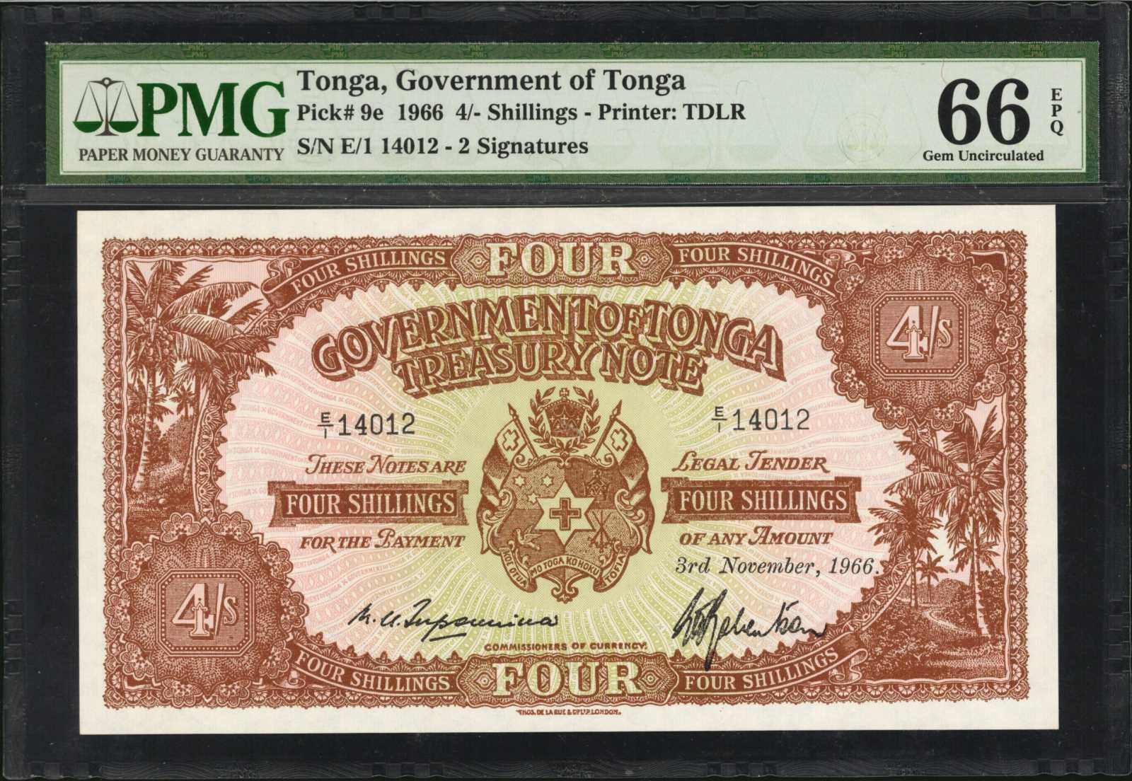 image for: Tonga  4 shillings(B109w)