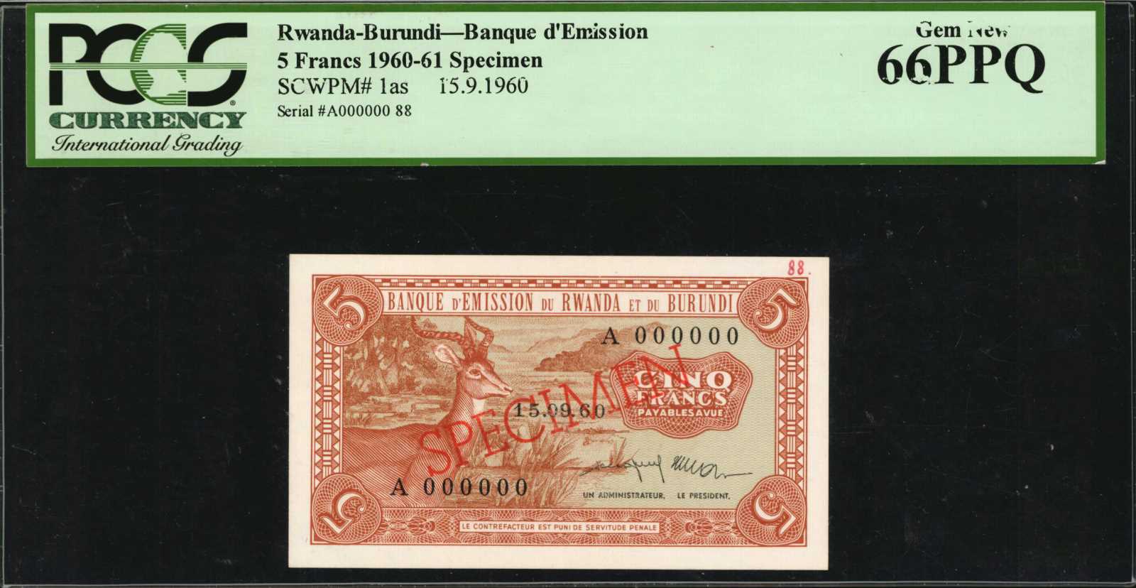 image for: Rwanda and Burundi  5 francs(B101b)