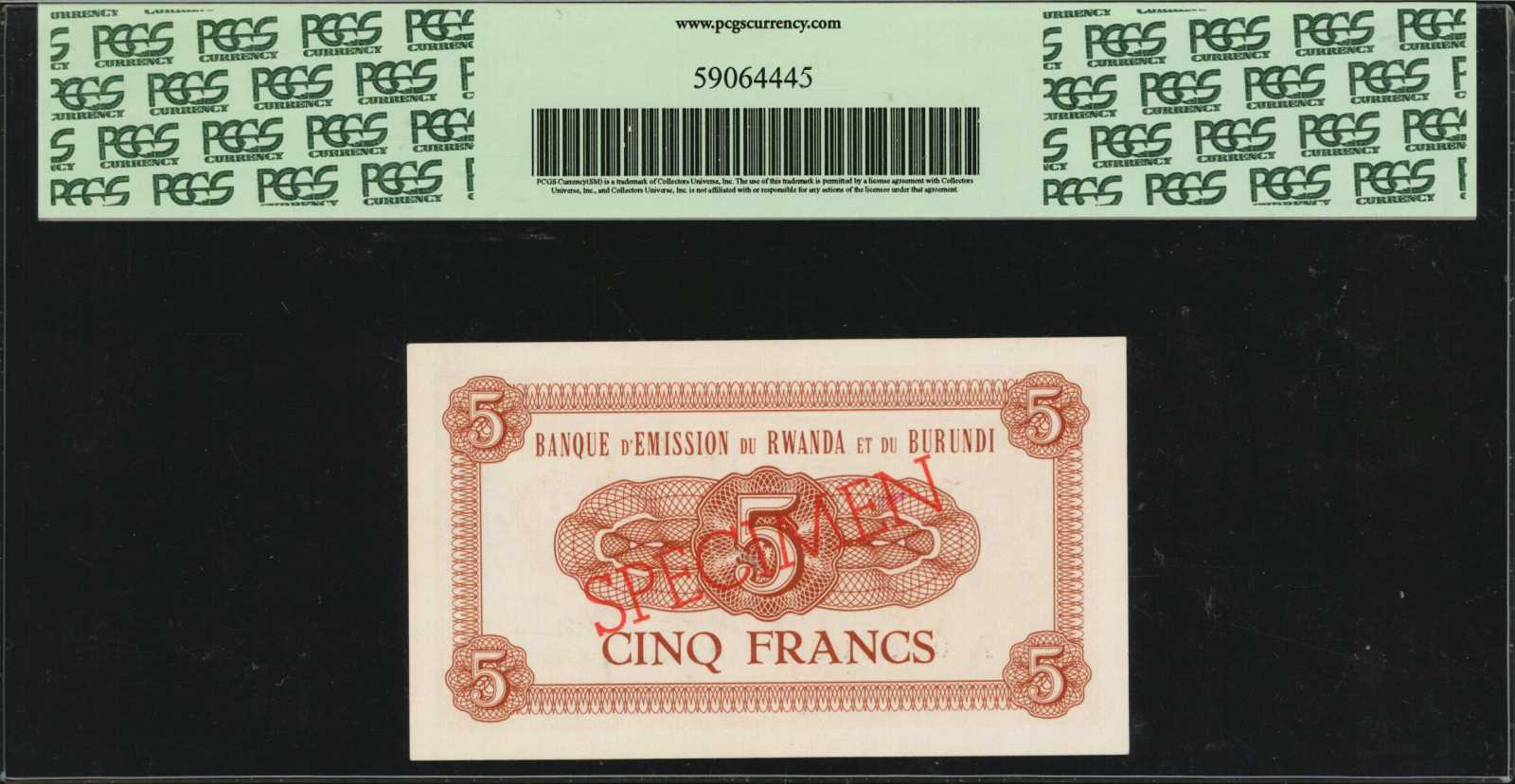 image for: Rwanda and Burundi  5 francs(B101b)