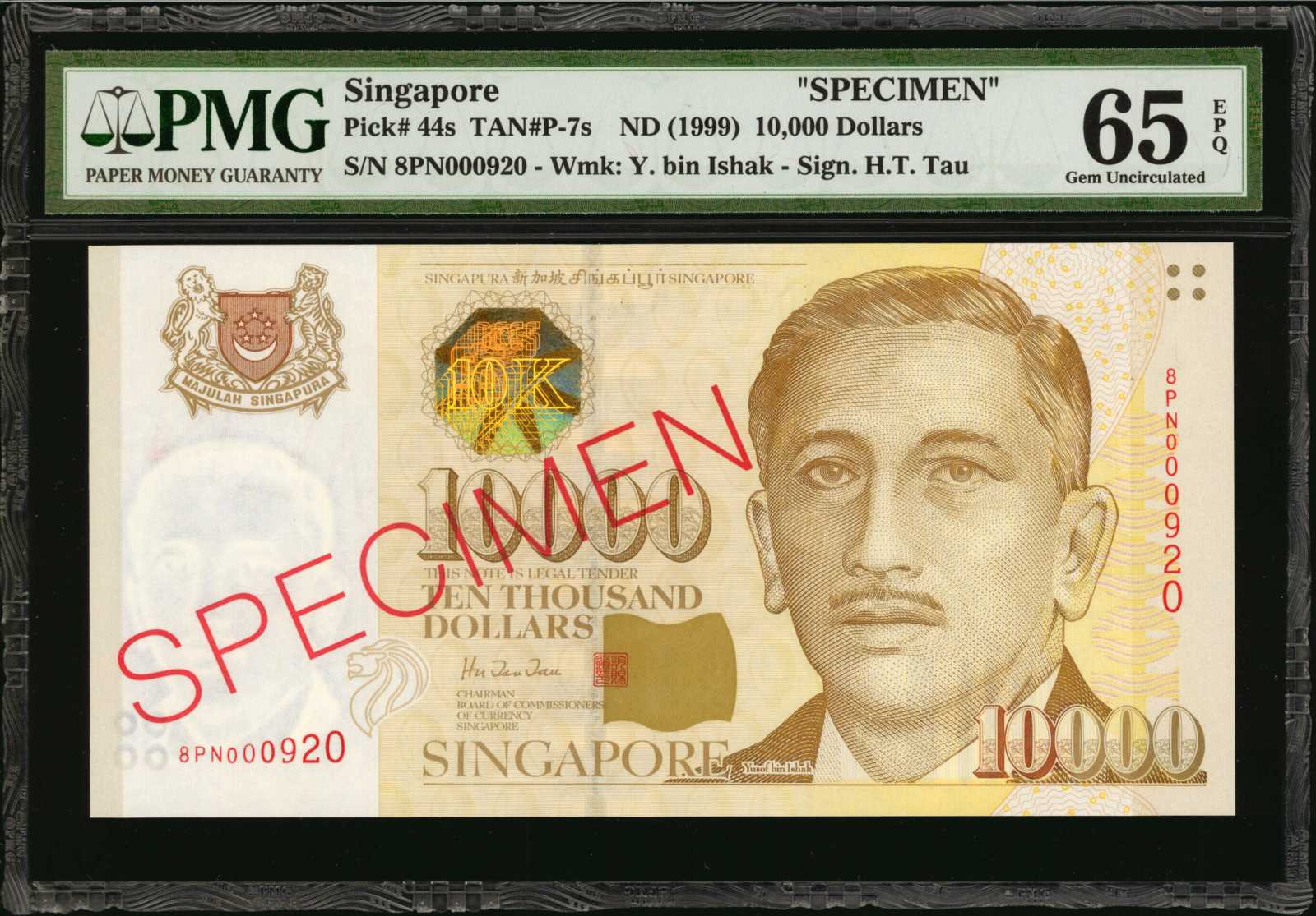 image for: Singapore  10,000 dollars (B138as)