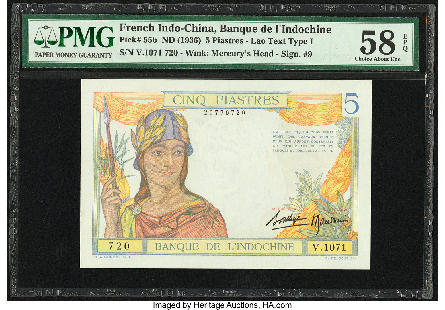 image for: French Indo-China  5 piastres(B142c)