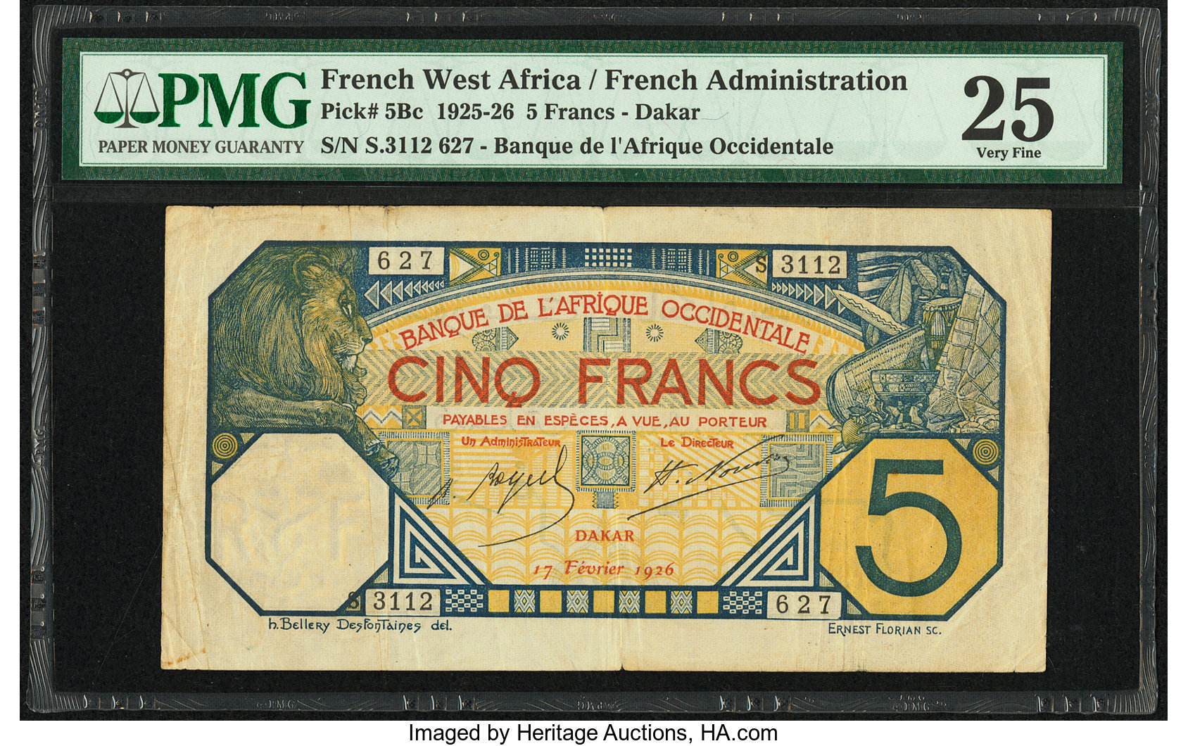 image for: French West Africa  5 francs (B101Ge1)