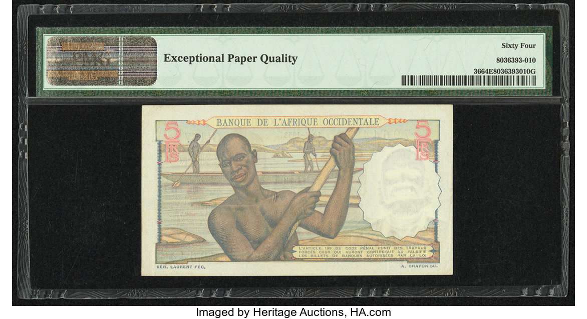 image for: French West Africa  5 francs(B120a2)