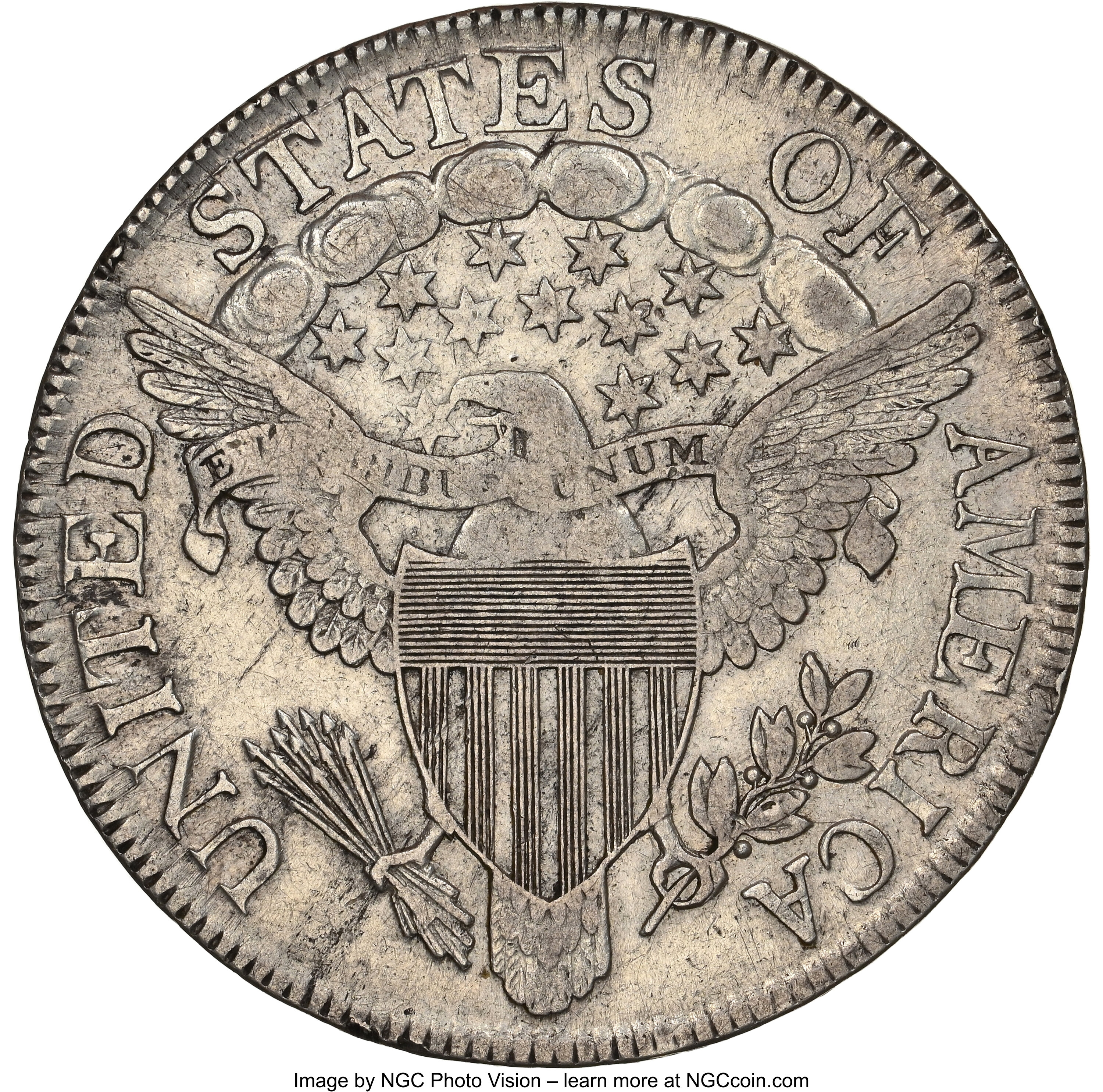 image for: 1806 50C Pointed 6, Stem, O-115a, T-17, R.1, XF40 NGC. NGC Census: (4/11). PCGS Population: (1/6). CDN: $1,350 Whsle. Bid f...