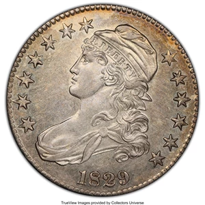 image for: 1829 50C Small Letters, O-112, R.1, AU58 PCGS. PCGS Population: (4/2 and 0/0+). NGC Census: (4/12 and 0/0+). CDN: $620 Whsl...