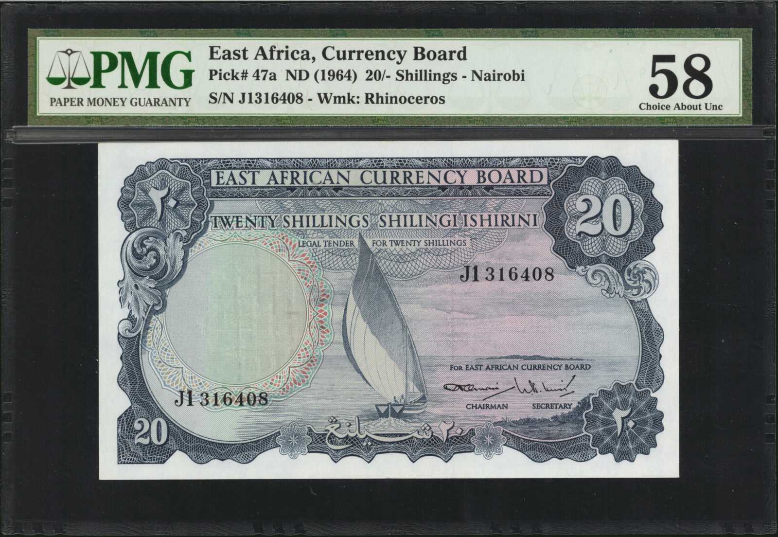 image for: East Africa  20 shillings(B233as2)