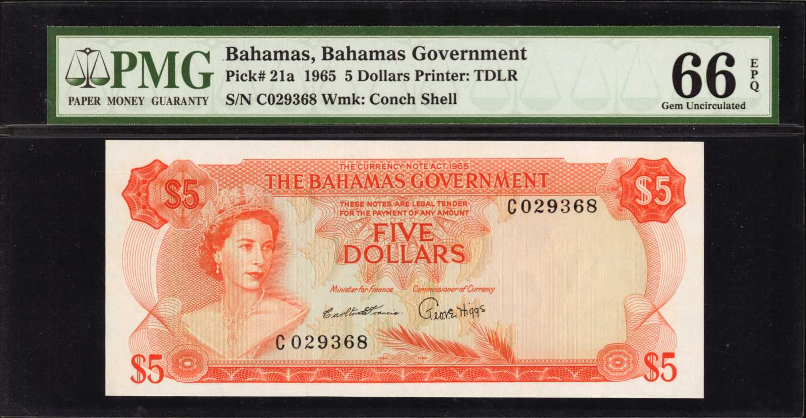 image for: Bahamas  5 dollars (B120a)