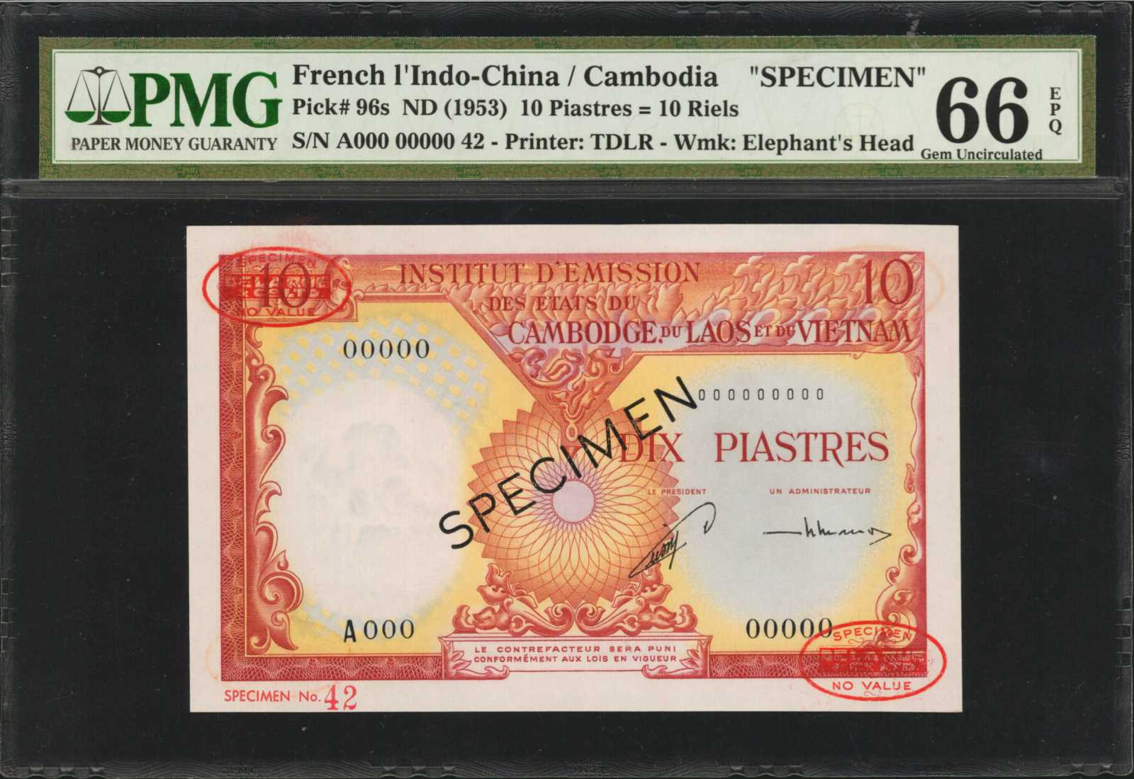 image for: French Indo-China  10 piastres(B405b)