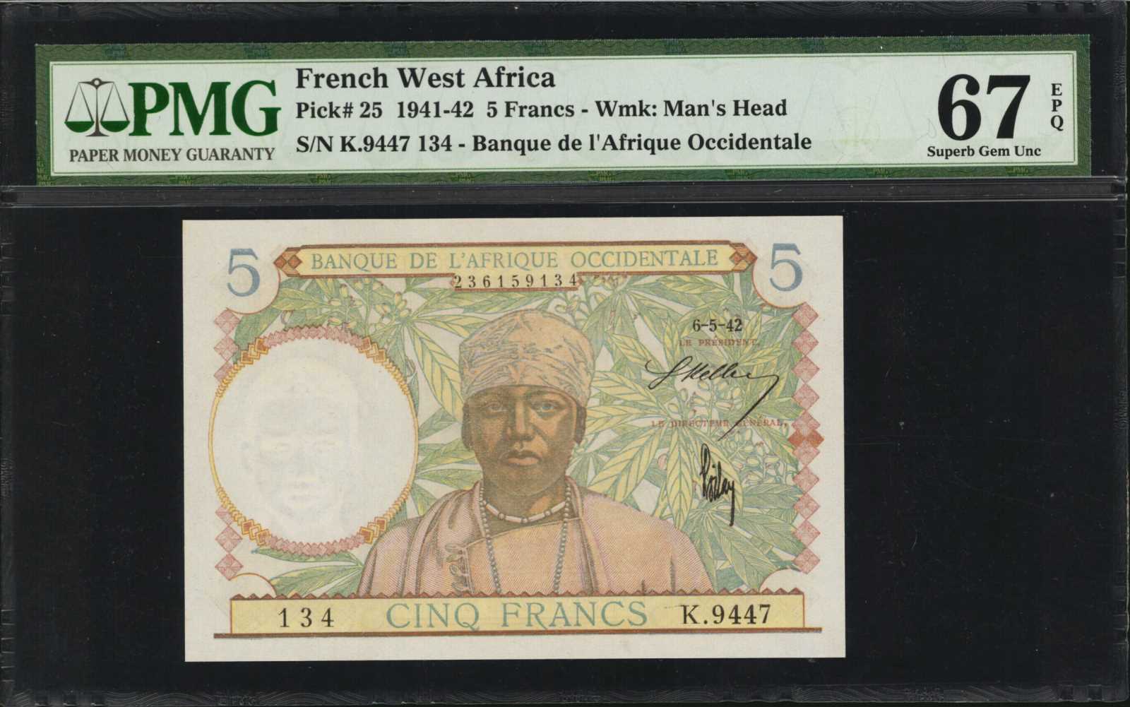 image for: French West Africa  5 francs(B112a)