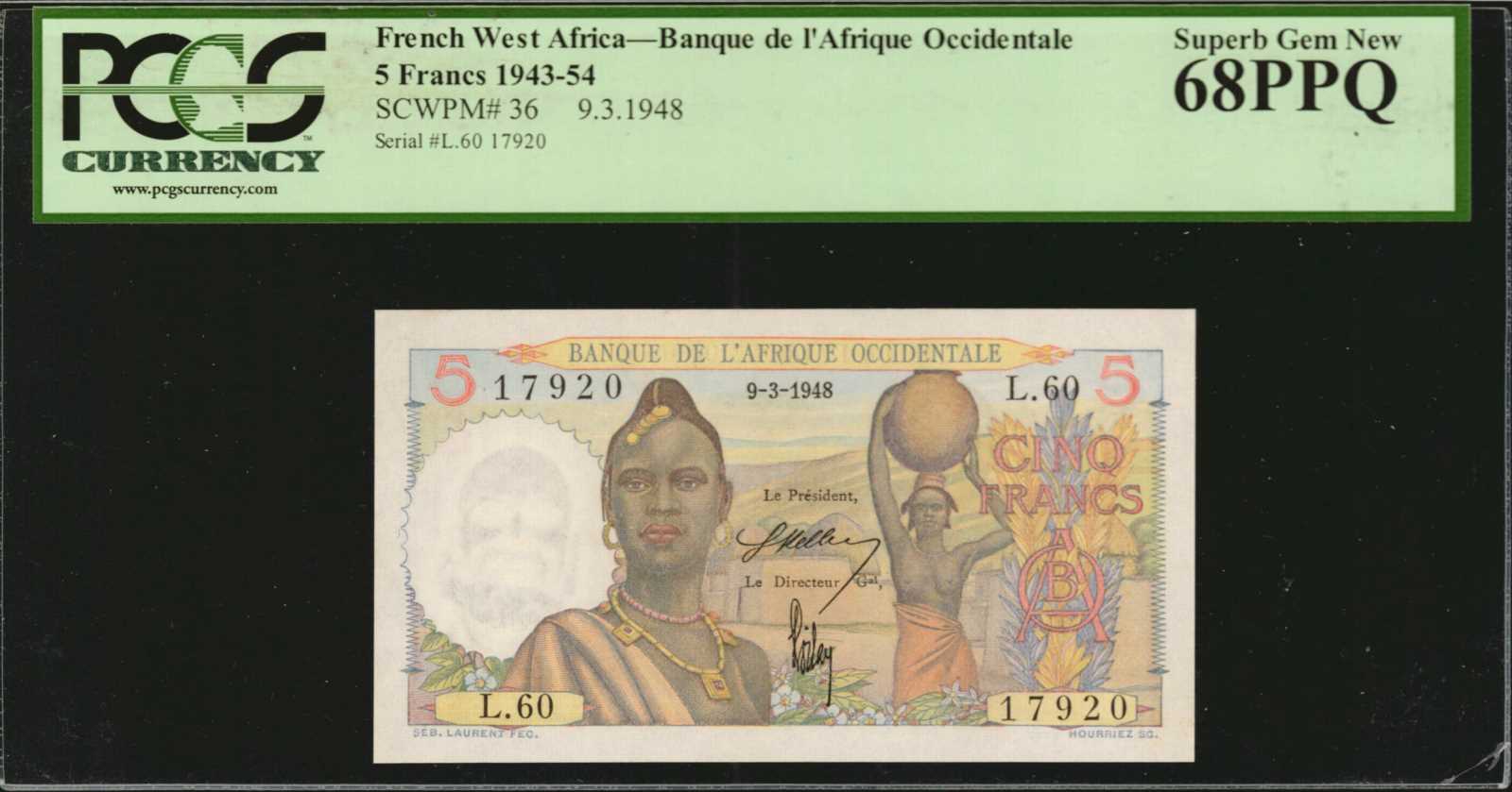 image for: French West Africa  5 francs(B120c)