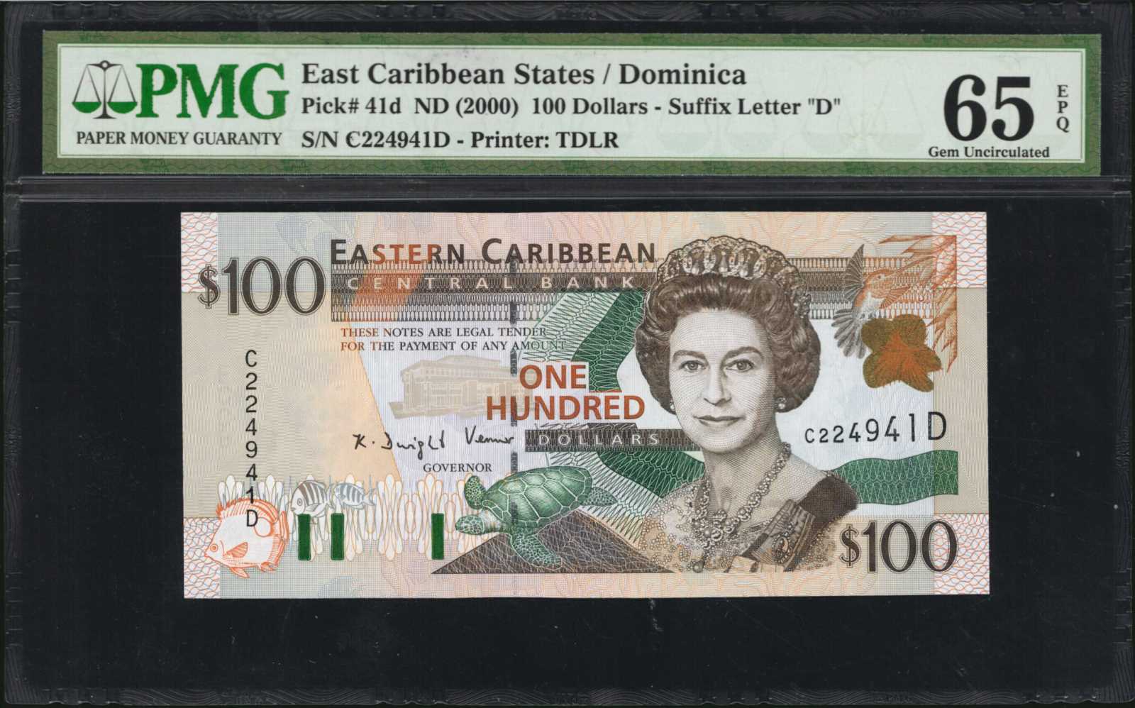 image for: East Caribbean States  100 dollars (B225v)